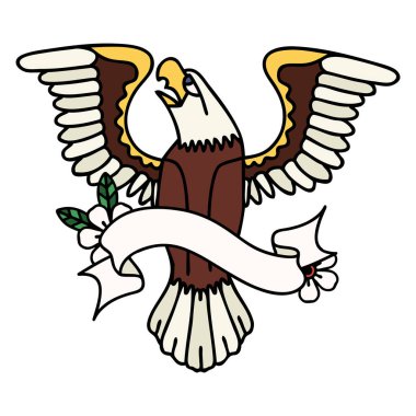 Amerikan kartalı sancağıyla geleneksel dövme.