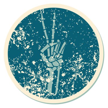 Bir iskeletin barış işareti verdiğinin sembolik dövmesi. 