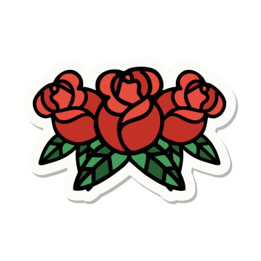 Geleneksel bir çiçek buketi stiliyle dövme çıkartması