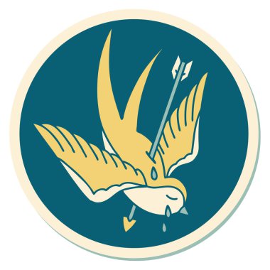 Dövme çıkartması. Geleneksel bir kırlangıç tarzı ağlama.