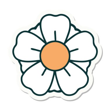 Geleneksel bir çiçek stiliyle dövme çıkartması