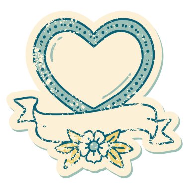 ikonik sıkıntılı çıkartma dövme stili bir kalp ve bayrak