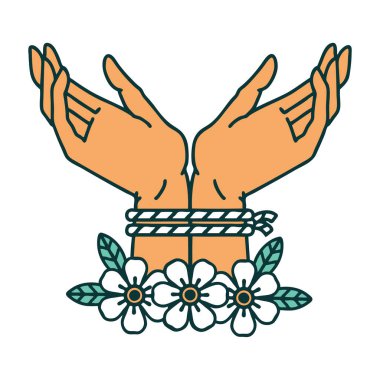 ikonik dövme biçimi elleri bağlı