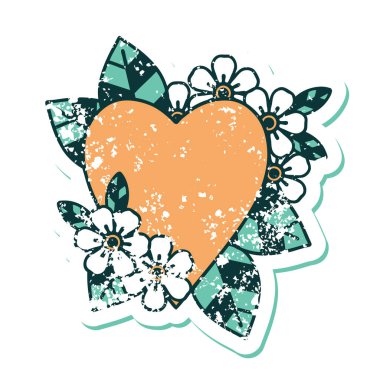 Botanik bir kalbin sembolik depresif dövme görüntüsü