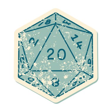 Retro Dövme Biçimi Doğal 20 D20 zar atma