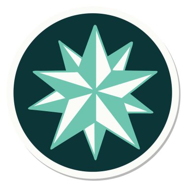 Geleneksel bir yıldız stiliyle dövme çıkartması