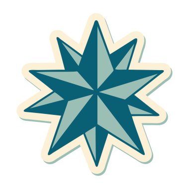 Geleneksel bir yıldız stiliyle dövme çıkartması