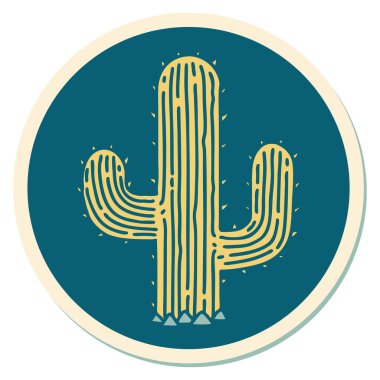 Geleneksel bir kaktüs stili dövme çıkartması.