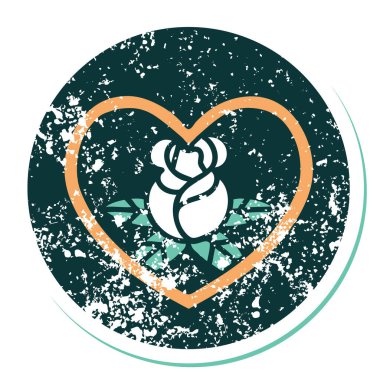 Bir kalp ve çiçeğin sembolik kederli dövme görüntüsü