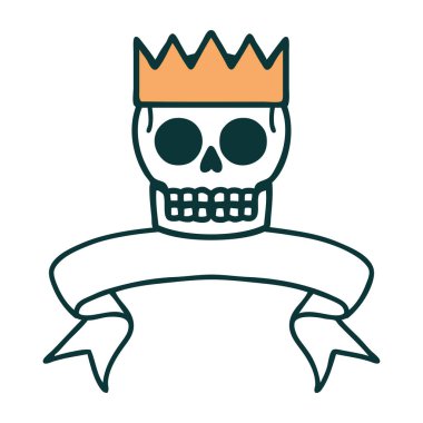 Geleneksel dövme, kafatası ve taçla