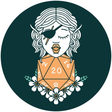 Doğal yirmilik zarlı elf düzenbaz karakteri simgesi