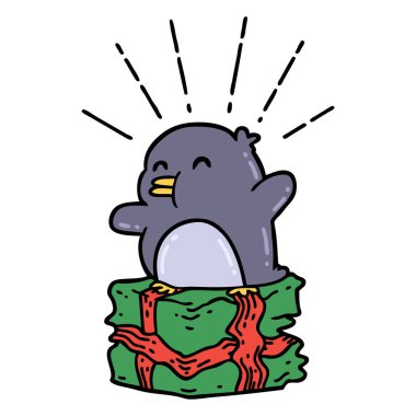 Geleneksel dövme stili penguen resmi