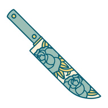 Hançer ve çiçeğin ikonik dövme görüntüsü