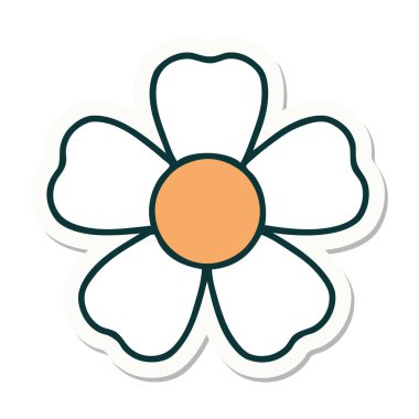 Geleneksel bir çiçek stiliyle dövme çıkartması