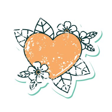 Botanik bir kalbin sembolik depresif dövme görüntüsü