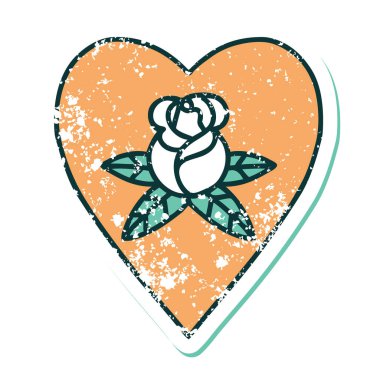 Bir kalp ve çiçeğin sembolik kederli dövme görüntüsü