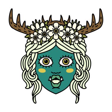 Retro Dövme Biçimli Orc Druid karakter yüzü