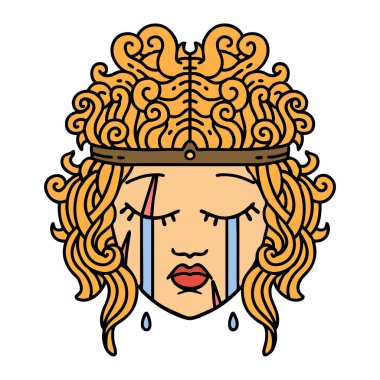 Retro Dövme Tarzı Ağlayan Barbar İnsan