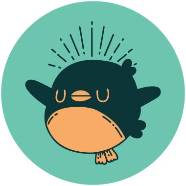 Dövme stili kanat çırpan Robin simgesi