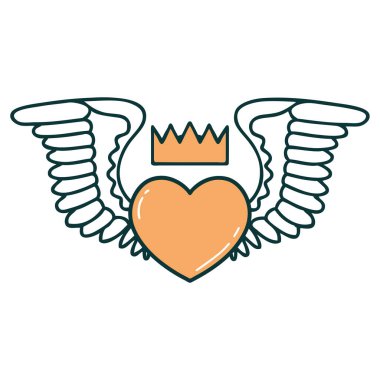 Kanatlı bir kalbin ikonik dövme görüntüsü