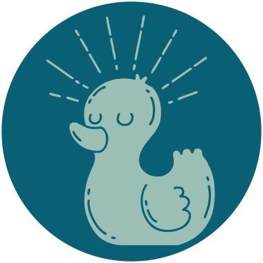 Dövme stili plastik ördek ikonu