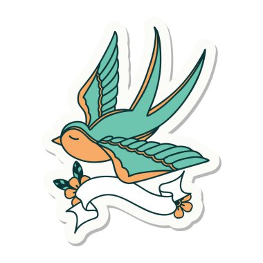 Kırlangıç sancağıyla dövme stili çıkartması