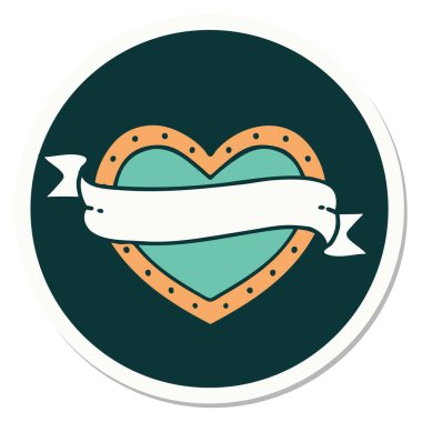 Geleneksel kalp ve bayrak stiliyle dövme çıkartması