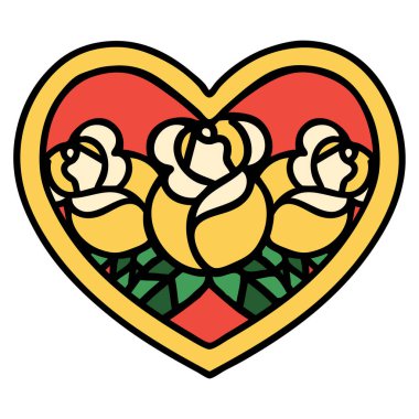 Geleneksel kalp ve çiçek şeklinde dövme.