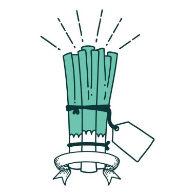 Dövme stili pırasa desenli parşömen.