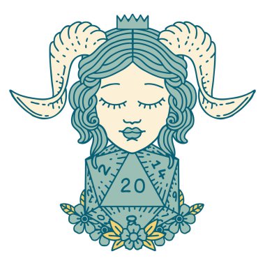 Retro Dövme Biçimi Doğal 20 d20 zar atışıyla düzenleme