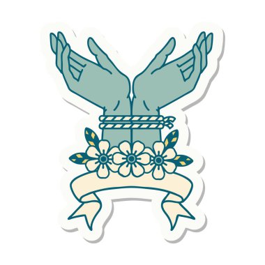 Elleri bağlı dövme stili çıkartması