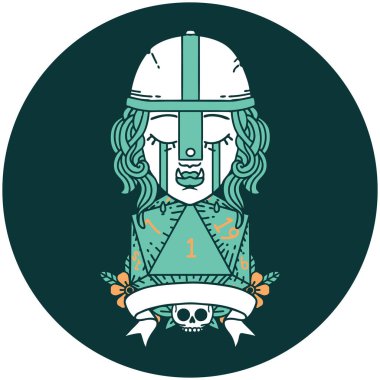 Ağlayan Ork savaşçı karakterinin doğal bir D20 rulo ile simgesi