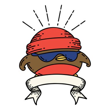 Dövme stili parşömen afişi. Güzel Robin.