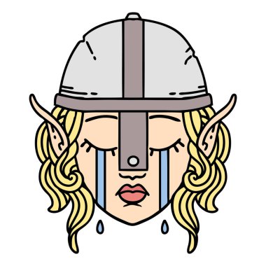 Retro Dövme Tarzı Ağlayan Elf Savaşçısı karakteri