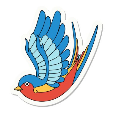 Dövme çıkartması geleneksel bir kırlangıç tarzında.