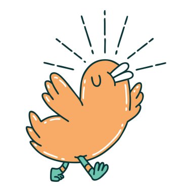 Geleneksel dövme stili mutlu kuşun çizimi