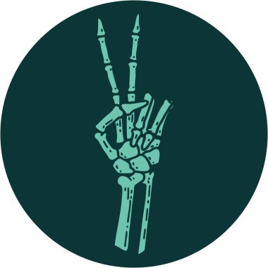 Bir iskeletin barış işareti veren ikonik dövme görüntüsü 