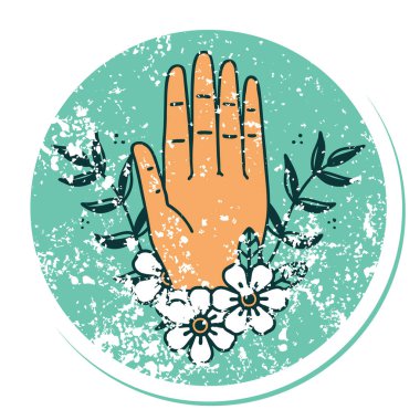 Bir el ve çiçeğin sembolik dövmeli görüntüsü