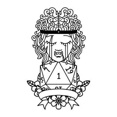 Siyah ve Beyaz Dövme Stili Ağlayan Ork Barbar karakteri