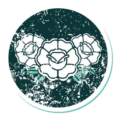 Bir buket çiçeğin sembolik dövmeli resmi.