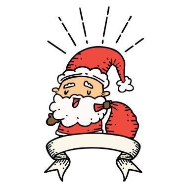 Dövme stili Noel Baba dövmeli, Noel Baba karakterli, çuvallı.