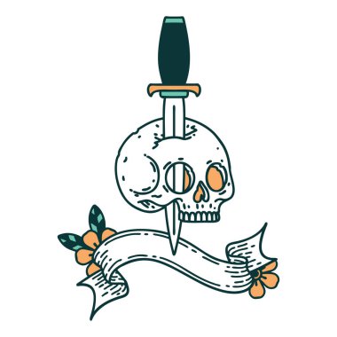 Kafatası dövmeli geleneksel dövme