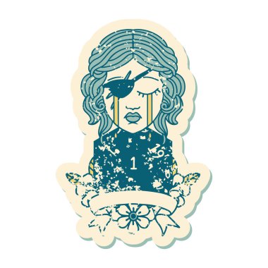 Retro Dövme Tarzı Ağlayan İnsan Rogue Doğal bir ruloyla