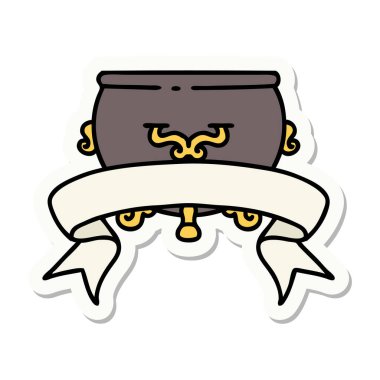 bir kazan sancağına sahip dövme stili çıkartması