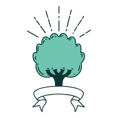 Dövme stili ağaçlı kaydırma pankartı