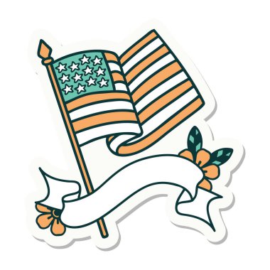 Amerikan bayrağının bayrağıyla dövme stili.