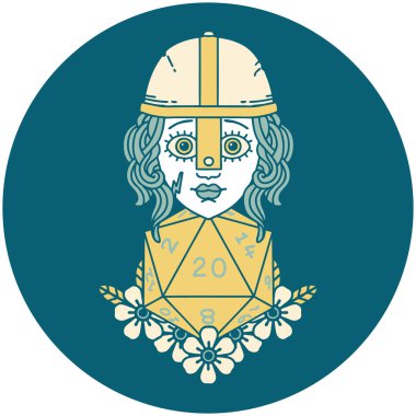 Doğal 20 D20 zarlı insan dövüşçüsü simgesi