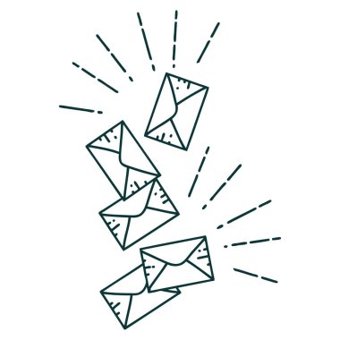 Geleneksel dövme stili düşen harflerin çizimi