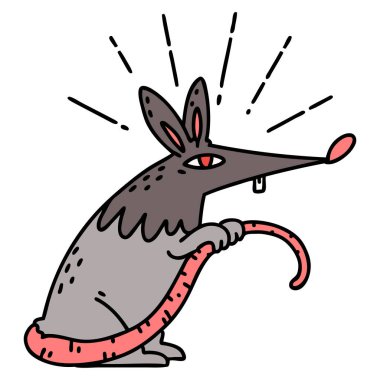 Geleneksel dövme stili sinsi bir farenin resmi.