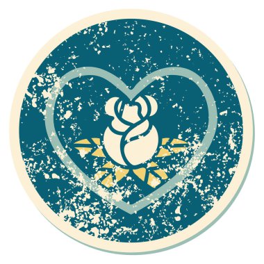 Bir kalp ve çiçeğin sembolik kederli dövme görüntüsü